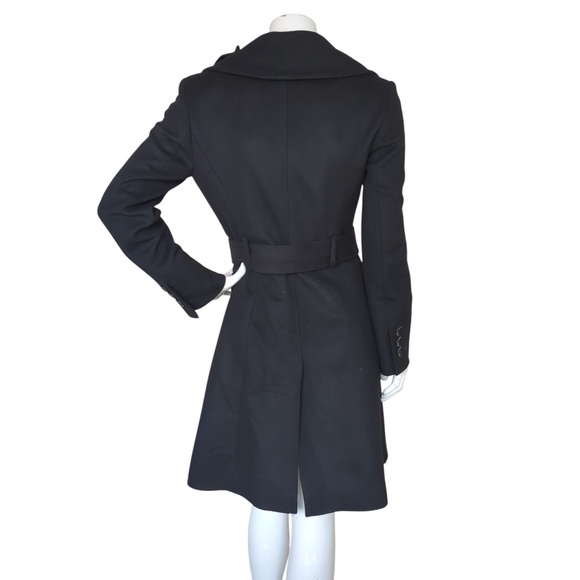 Black Wool Cashmere Coat with Bow Detail & Belt SZ6 US(10 EU) - Picture 5 of 13